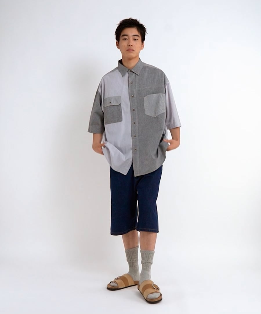 kohさま専用！新品ニコアンド[人気スタッフプロデュース企画]ワッペンシャツ 新品 ニコアンド ワッペンシャツジャケット 人気スタッフ