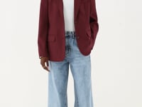 Dark red basic oversized blazer