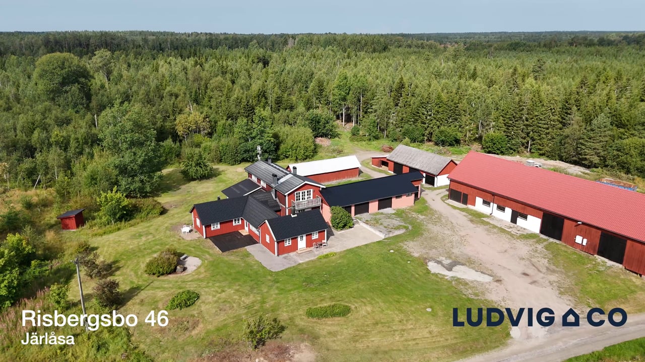 Gård med jordbruk på Risbergsbo 46 Järlåsa Uppsala kommun - video