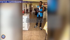 Grandpa and Amazon Driver Dance Together