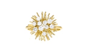 .50 ct. t.w. Lab-Grown Diamond Sunburst Ring in 18kt Gold Over Sterling