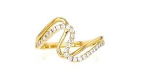 .25 ct. t.w. Lab-Grown Diamond Wavy Ring in 18kt Gold Over Sterling