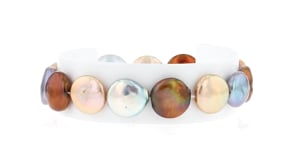 5-12mm Multicolored Cultured Coin Pearl Stretch Bracelet