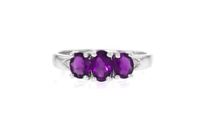 1.00 ct. t.w. Amethyst Three-Stone Ring with Diamonds in Sterling Silver