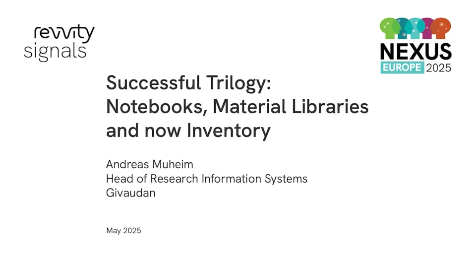 Watch NEXUS Europe 2025 - Day 1 -Successful Trilogy:  Notebooks, Material Libraries and now Inventory on Vimeo.