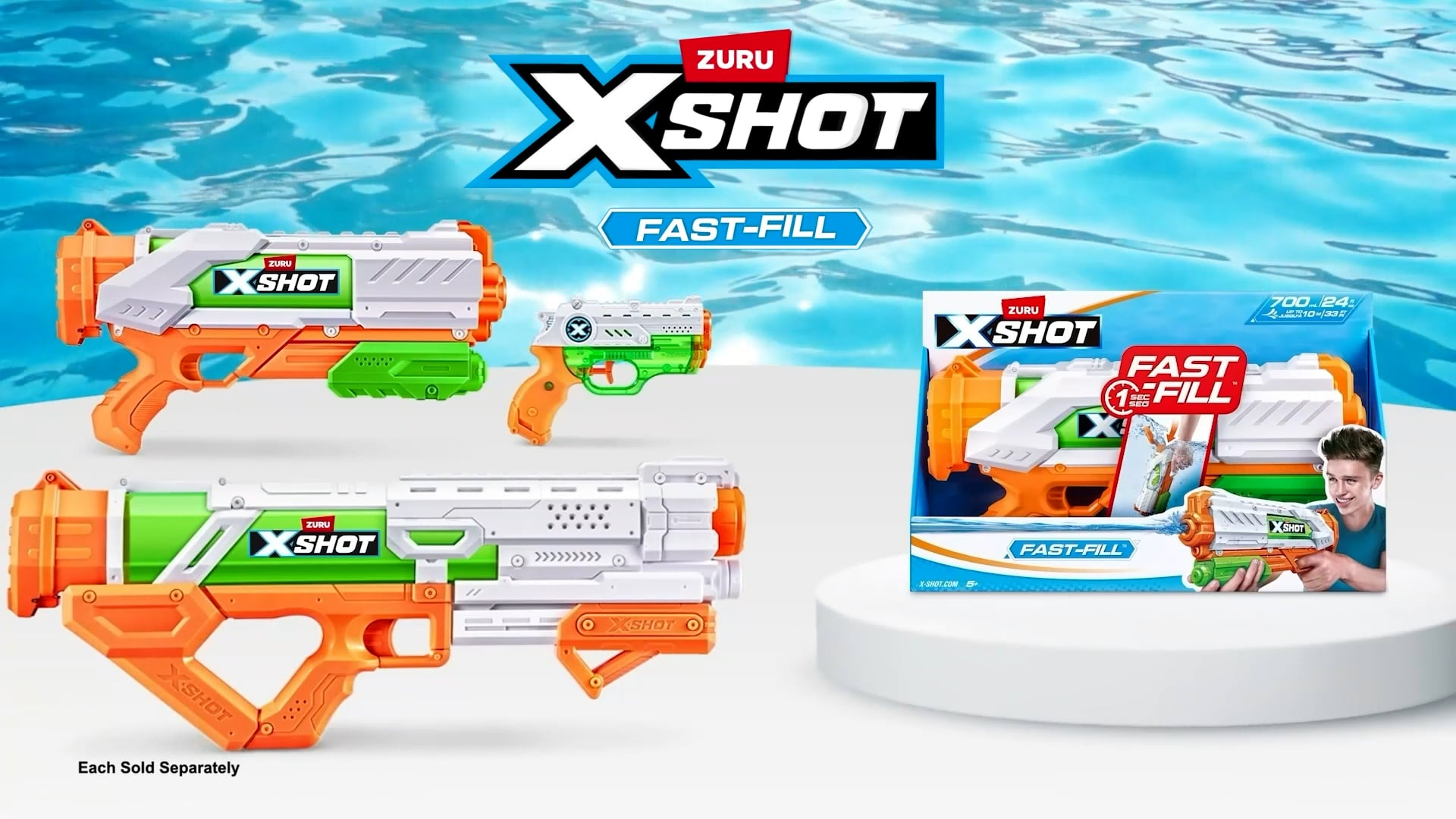 X-Shot Water Warfare Fast Fill Pack – 4x Stealth Soaker & 4x Nano Blaster Wasserpistolen, Für Wasserschlachten