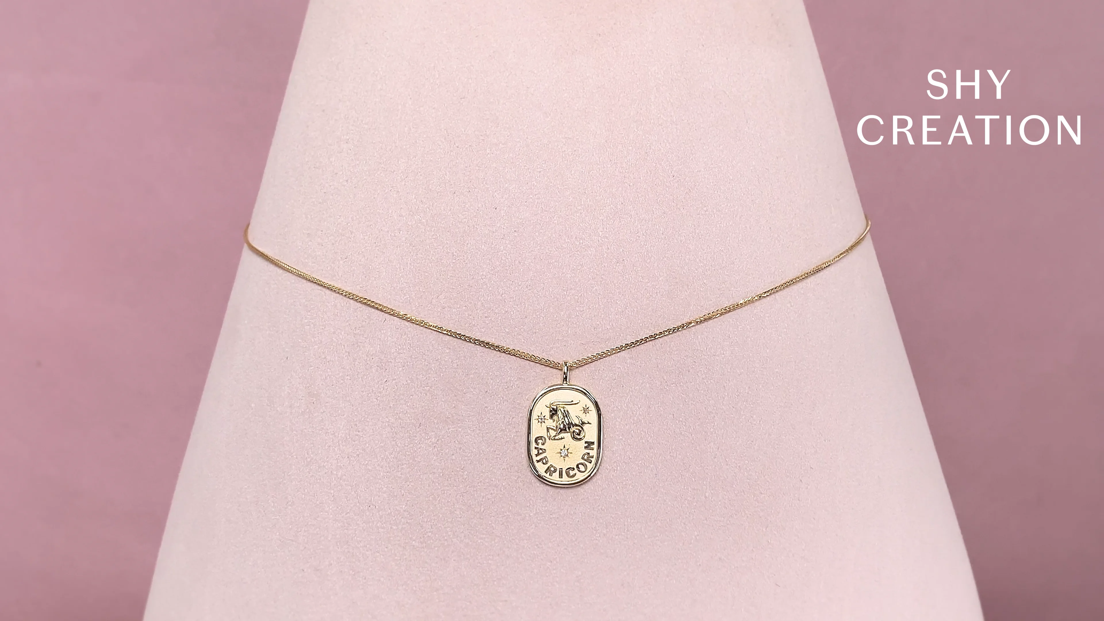 0.02CT DIAMOND ZODIAC CAPRICORN SEA GOAT STAR MATTE CHOPIN CHAIN 
