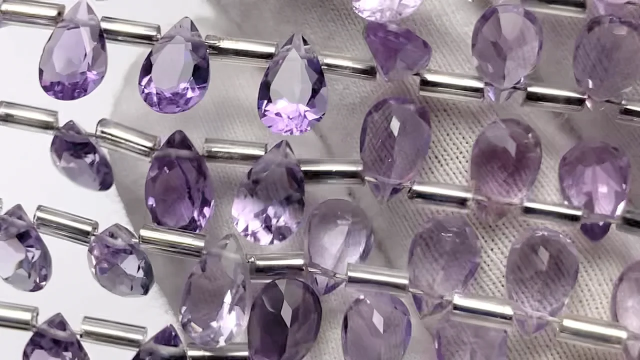 アメジスト ペアシェイプファセットカット8×5mm 半連/1連（約12cm