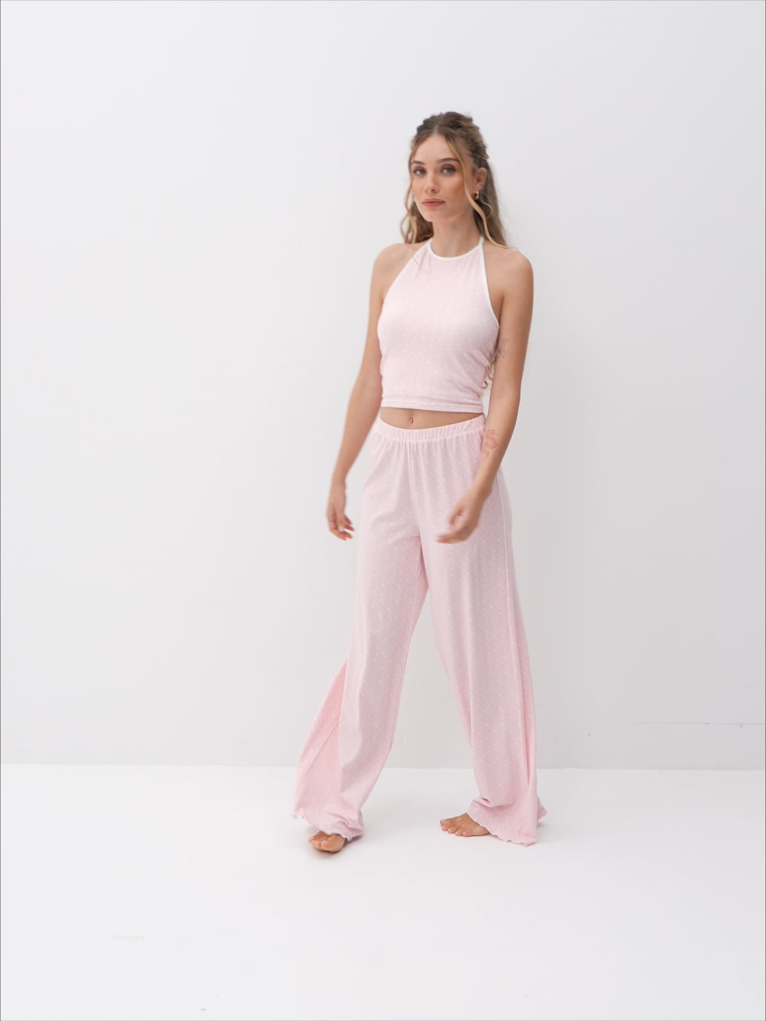 סט פיג׳מה קולר פרחוני