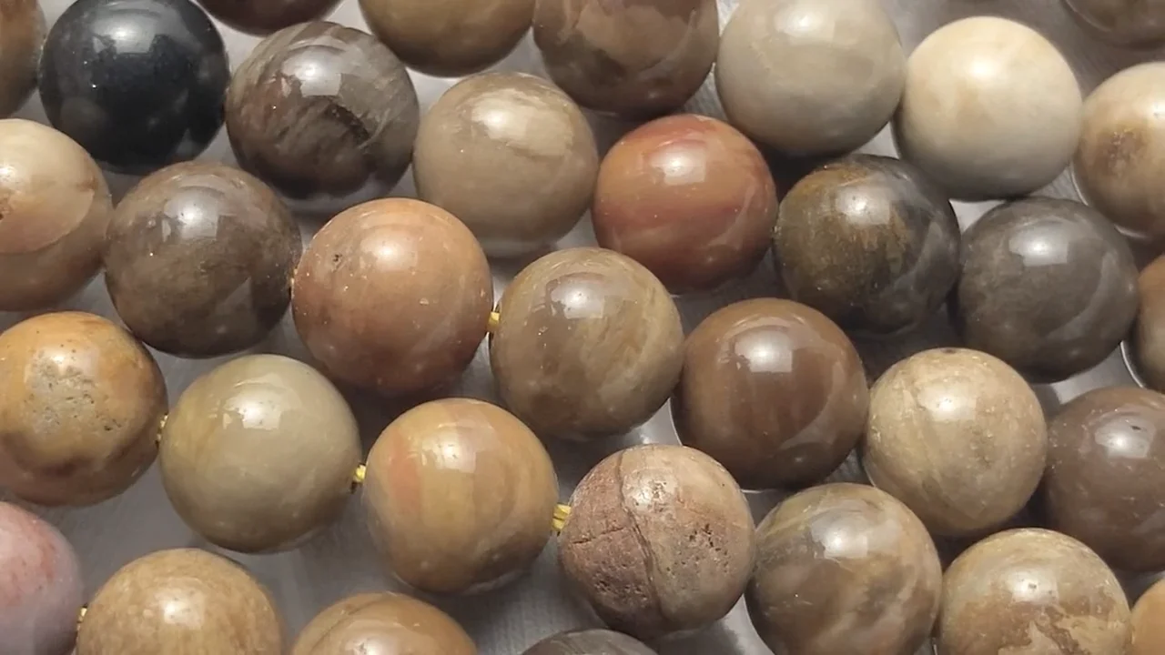 P3☆特選一連☆希少☆木化石【13mmペトリファイドウッド珪化木ラウンド