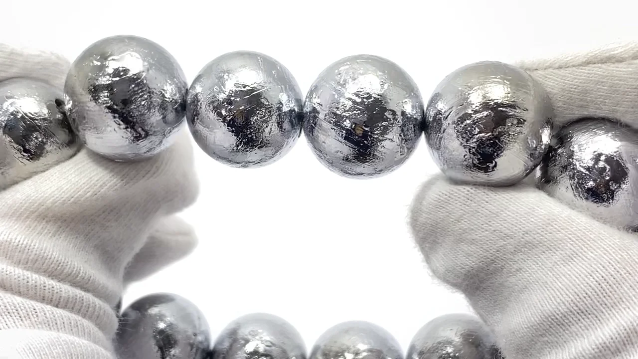 動画】【1点もの】メテオライト(アルタイ隕石) ラウンド15.5mm 1連