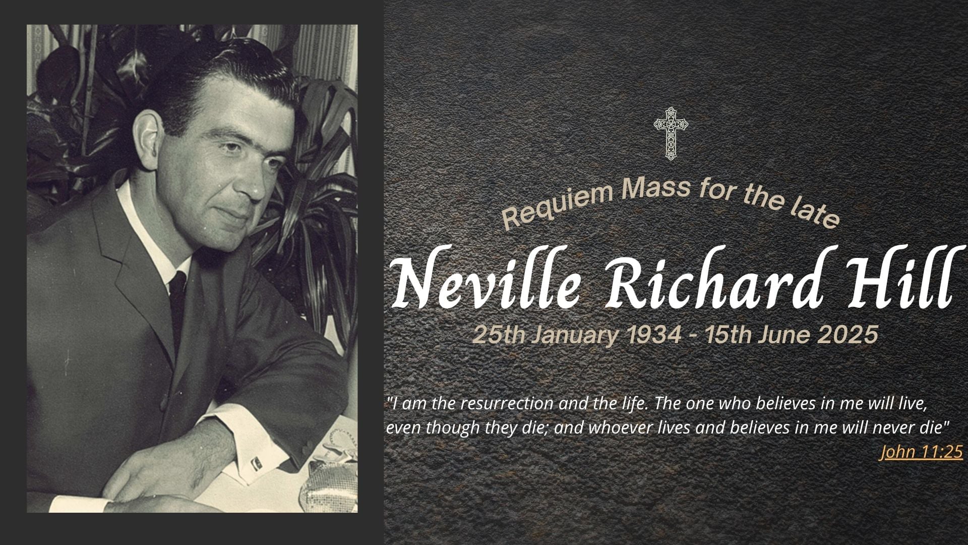 Funeral livestream of the late Neville Richard Hill