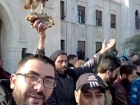 لقطات من مظاهرات جمعة النصر في ساحة العاصي في مدينة حماة احتفالاً بانتصار الثورة وسقوط النظام