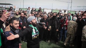 مظاهرة في مدينة بزاعة في محافظة حلب بمناسبة الذكرى الحادية عشرة للثورة السورية