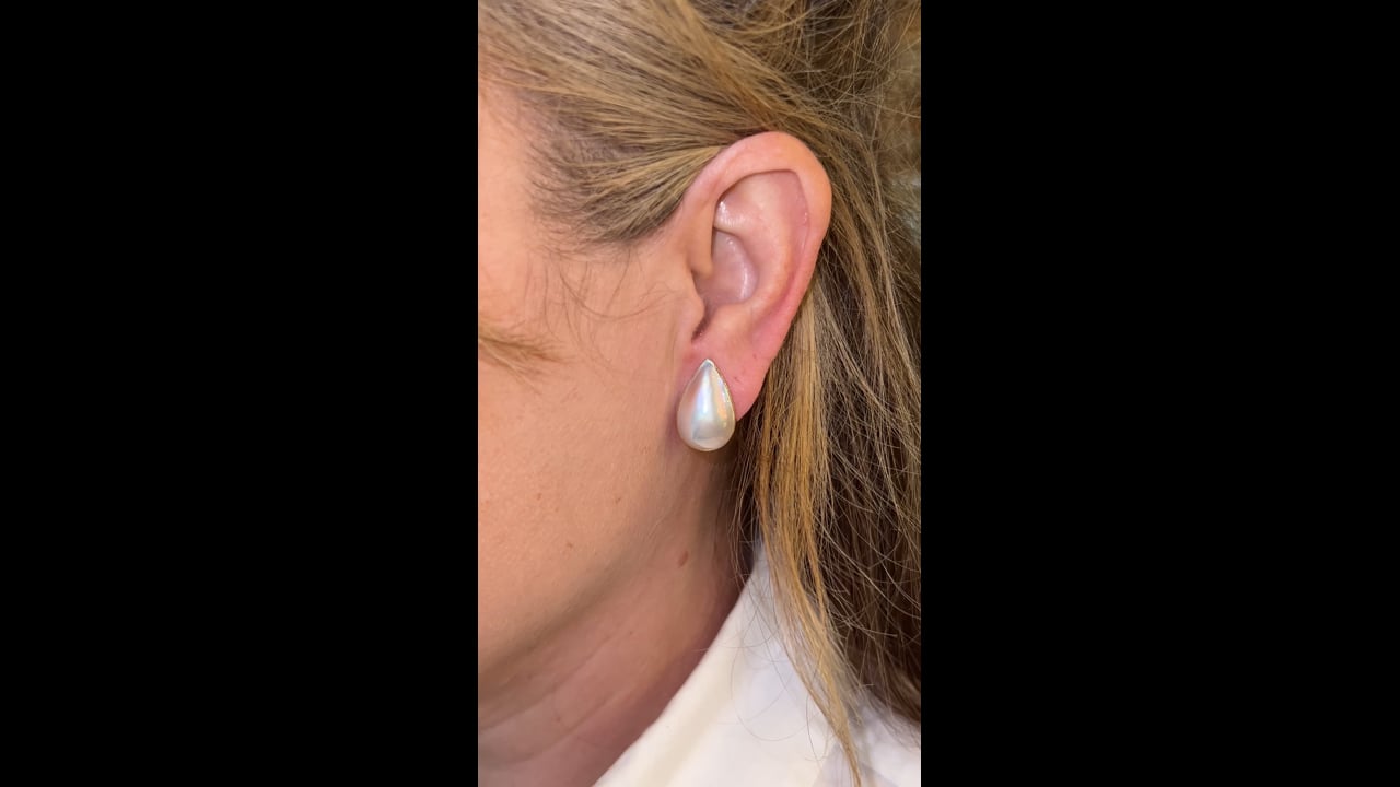アクセサリー K18 Yg Earrings Mabe pearl 18K-YG MABE PEARL, DIAMOND AND ONYX EARCLIPS