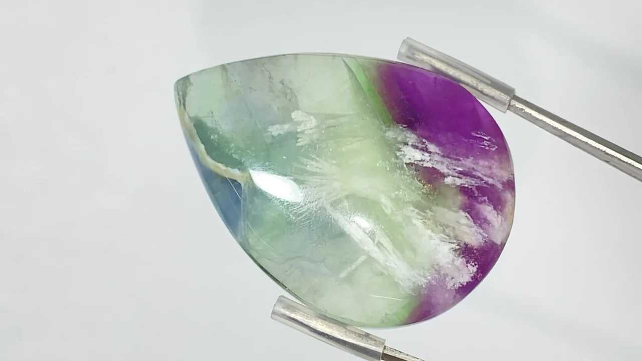 動画】【1点もの】エンジェルフェザーフローライト カボション 1