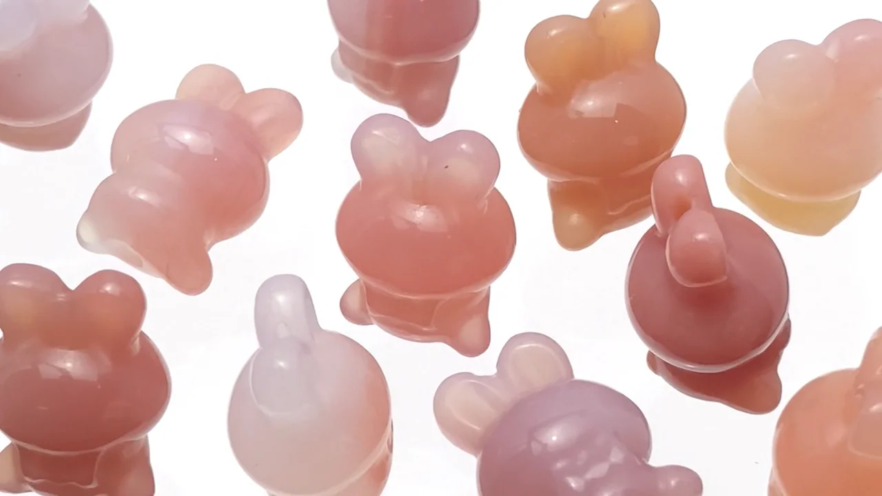 アゲート うさぎモチーフ18×13mm 【貫通穴】 3個｜天然石ビーズの卸