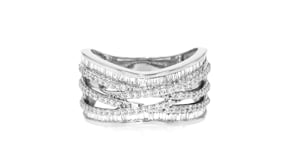 1.00 ct. t.w. Round and Baguette Lab-Grown Diamond Highway Ring in Sterling Silver