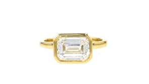 3.00 Carat Emerald-Cut Lab-Grown Diamond Ring in 14kt Yellow Gold