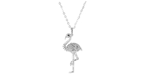 .40 ct. t.w. CZ Flamingo Pendant Necklace with Single Black CZ in Sterling Silver