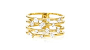 .50 ct. t.w. Multi-Shaped Lab-Grown Diamond Multi-Row Ring in 18kt Gold Over Sterling