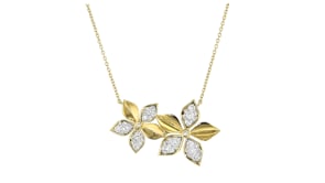 .75 ct. t.w. Lab-Grown Diamond Double-Flower Necklace in 18kt Gold Over Sterling