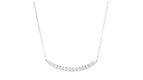 Italian .60 ct. t.w. CZ Curved Bar Necklace in Sterling Silver