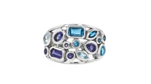 1.16 ct. t.w. Tonal Blue Multi-Gemstone Ring in Sterling Silver