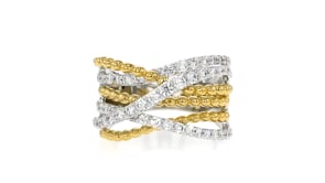 1.00 ct. t.w. Lab-Grown Diamond Highway Ring in Sterling Silver and 18kt Gold Over Sterling
