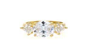 3.90 ct. t.w. CZ Three-Stone Ring in 18kt Gold Over Sterling