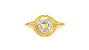 .10 ct. t.w. Diamond Heart Signet Ring in 18kt Gold Over Sterling