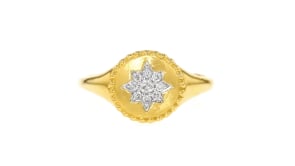 .10 ct. t.w. Diamond Star Signet Ring in 18kt Gold Over Sterling