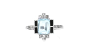1.80 Carat Sky Blue Topaz and .20 ct. t.w. Black Spinel Ring with .10 ct. t.w. White Topaz in Sterling Silver