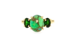 Green Turquoise Ring with .80 ct. t.w. Chrome Diopside in 18kt Gold Over Sterling