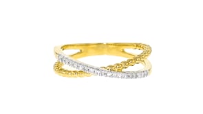 .10 ct. t.w. Diamond Crisscross Beaded Ring in 18kt Gold Over Sterling