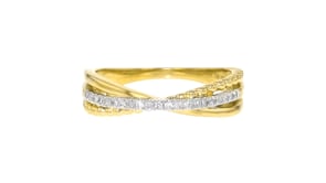 .10 ct. t.w. Diamond Three-Row Crisscross Ring in 18kt Gold Over Sterling