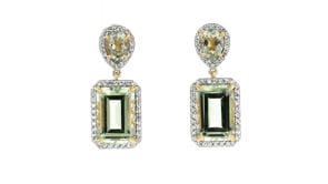 7.70 ct. t.w. Prasiolite Drop Earrings with .60 ct. t.w. White Topaz in 18kt Gold Over Sterling
