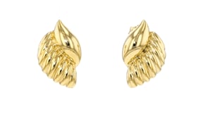 Italian 18kt Gold Over Sterling Ribbed Seashell Earrings