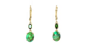 Green Turquoise and .40 ct. t.w. Chrome Diopside Drop Earrings in 18kt Gold Over Sterling