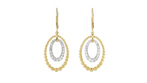 .50 ct. t.w. Diamond Double-Oval Beaded Drop Earrings in 18kt Gold Over Sterling