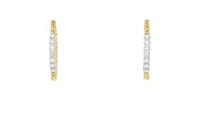 .25 ct. t.w. Diamond Beaded Hoop Earrings in 18kt Gold Over Sterling