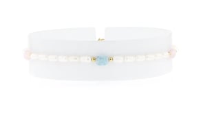 3-3.5mm Cultured Semi-Baroque Pearl and 2.80 ct. t.w. Multi-Gemstone Anklet in 18kt Gold Over Sterling