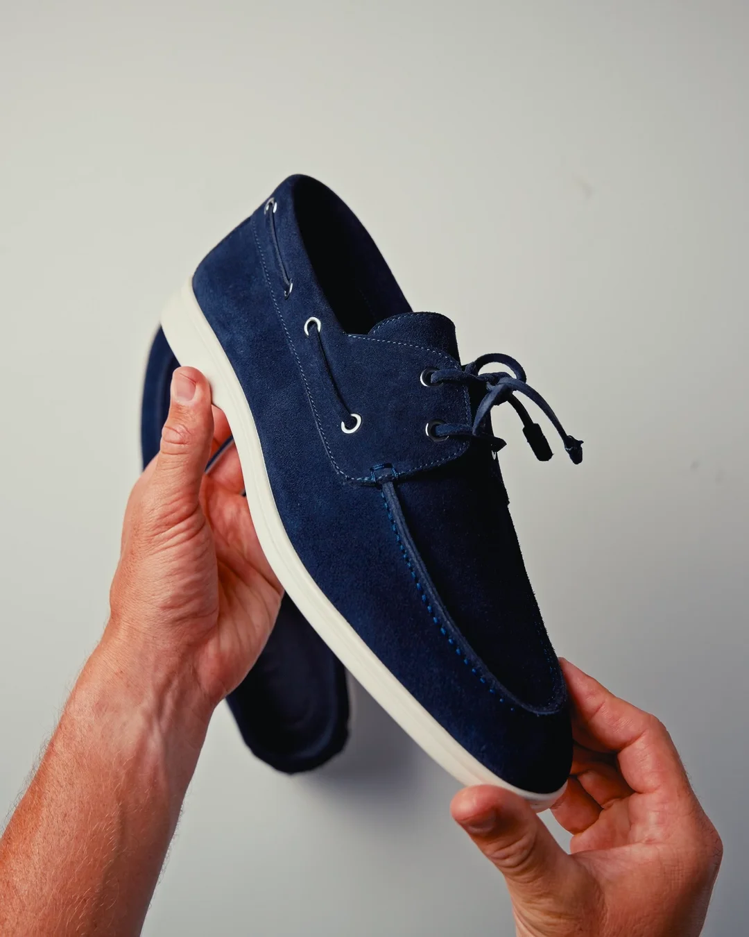 Zelli Venice Sueded Italian Goatskin Boat Shoe Navy
