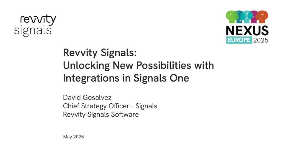 Watch NEXUS Europe 2025 - Day 2 - Revvity Signals:  Unlocking New Possibilities with Integrations in Signals One on Vimeo.