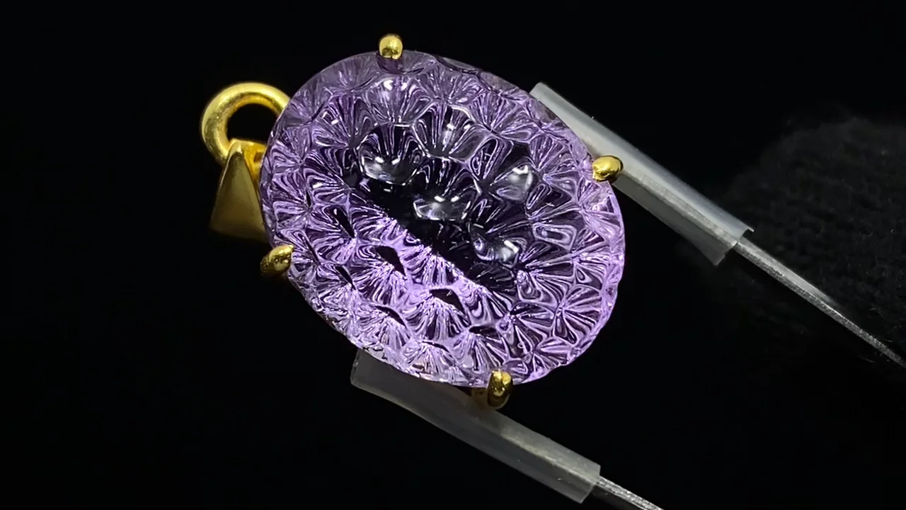動画】【1点もの】宝石質アメジストAAA ペンダントトップ 18KGP