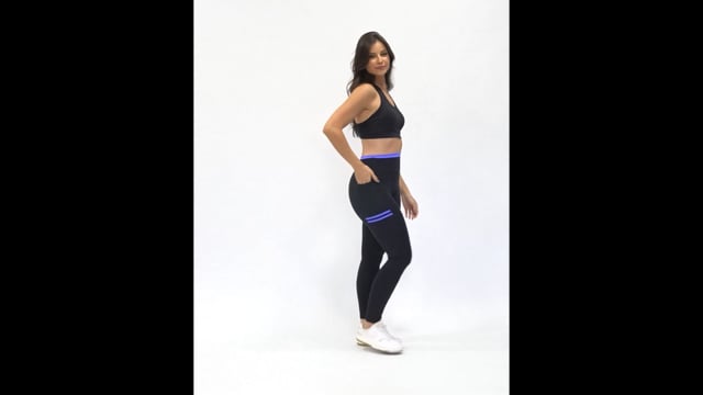 Legging Fitness Com Bolso Azul Fita