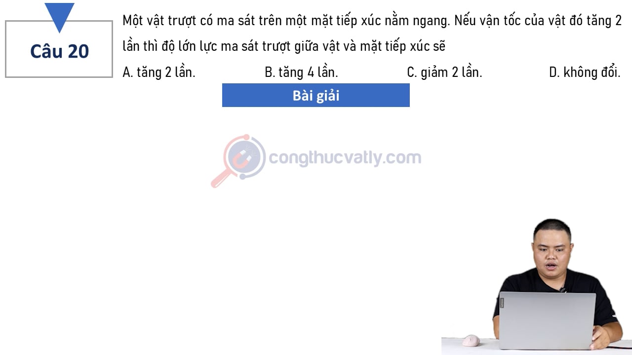 Một vật trượt có ma sát trên một mặt tiếp xúc nằm ngang.