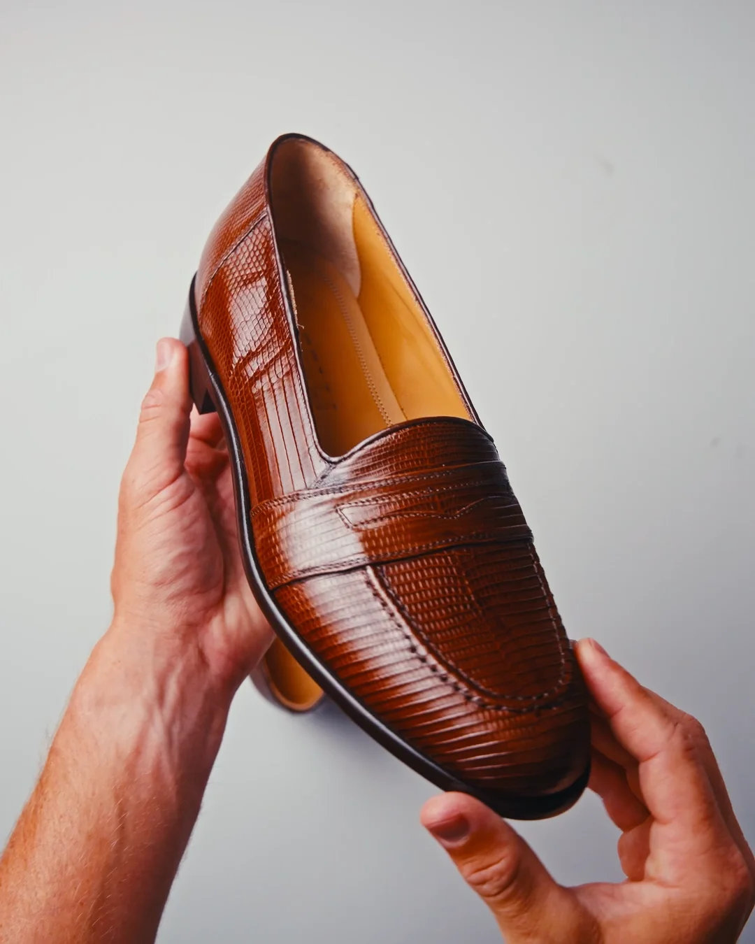 Zelli Rossi Genuine Lizard Slip-On Cognac | MensDesignerShoe.com