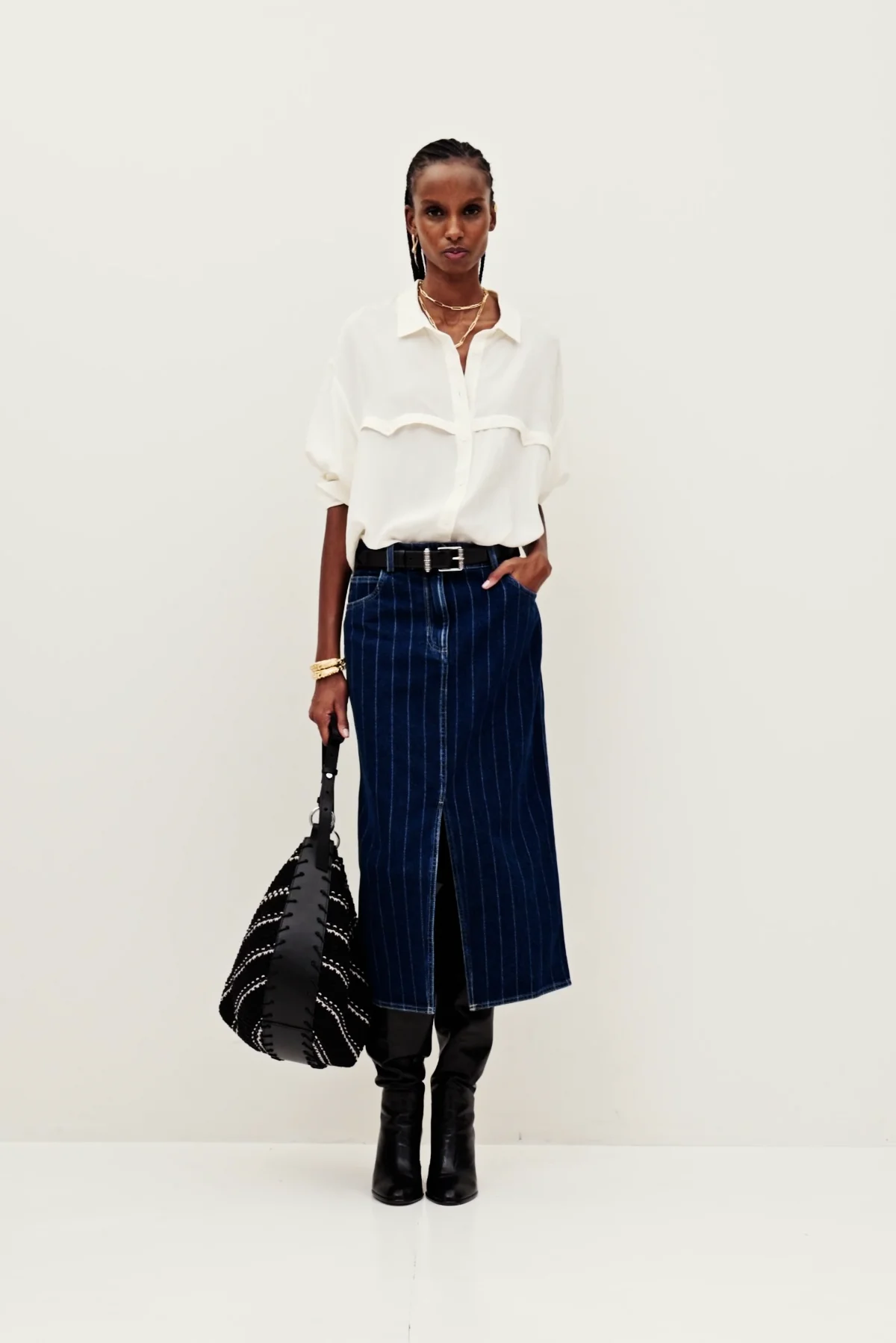 Denim Column Skirt Romy Blue // ba&sh US