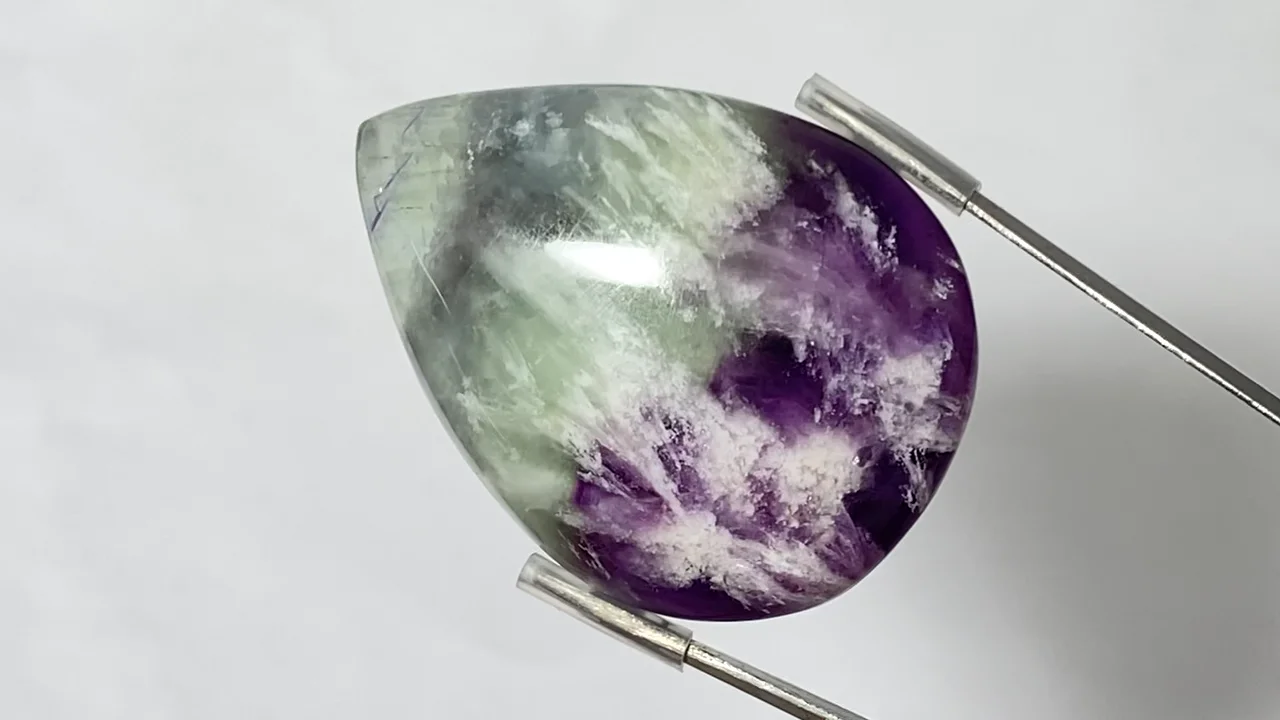 動画】【1点もの】エンジェルフェザーフローライト カボション 1個 NO